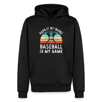 Papa est mon nom Le baseball est mon jeu Papa Pères - Sweat à capuche Premium bio Homme - noir - Devant - Nico (187cm)