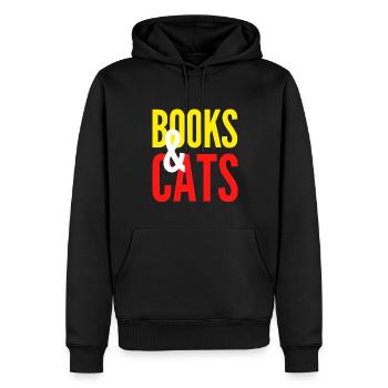 BOOKS AND CATS - Sweat à capuche Premium bio Homme - noir - Devant - Nico (187cm)