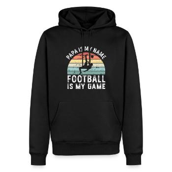 Papa est mon nom Le football est mon jeu Papa Pères - Sweat à capuche Premium bio Homme - noir - Devant - Nico (187cm)
