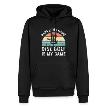 Papa est mon nom Disc Golf est mon jeu Papa Pères - Sweat à capuche Premium bio Homme - noir - Devant - Nico (187cm)