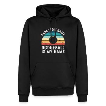 Papa est mon nom Dodgeball est mon jeu Papa Pères - Sweat à capuche Premium bio Homme - noir - Devant - Nico (187cm)