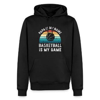 Papa est mon nom Basketball est mon jeu Papa Pères - Sweat à capuche Premium bio Homme - noir - Devant - Nico (187cm)