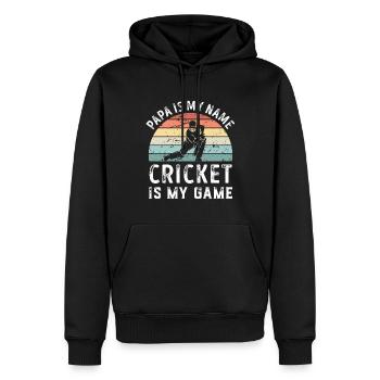 Papa est mon nom Cricket est mon jeu Papa Pères - Sweat à capuche Premium bio Homme - noir - Devant - Nico (187cm)