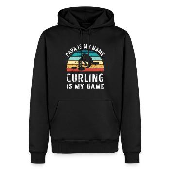Papa est mon nom Curling est mon jeu Papa Pères - Sweat à capuche Premium bio Homme - noir - Devant - Nico (187cm)