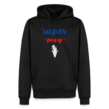 super papy - Sweat à capuche Premium bio Homme - noir - Devant - Nico (187cm)