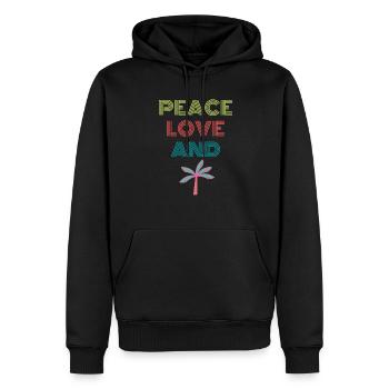 PEACE LOVE AND PALMIERS - Sweat à capuche Premium bio Homme - noir - Devant - Nico (187cm)