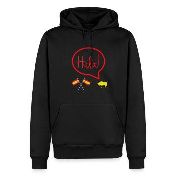 HOLA Taureau Bonjour Espagne été vacances - Sweat à capuche Premium bio Homme - noir - Devant - Nico (187cm)