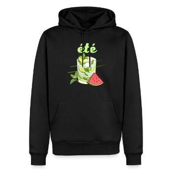 été cocktail mojito pastèque couleurs vives - Sweat à capuche Premium bio Homme - noir - Devant - Nico (187cm)