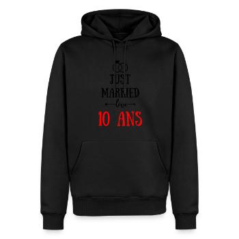 JUST MARRIED ANNIVERSAIRE DE MARIAGE 10 ANS - Sweat à capuche Premium bio Homme - noir - Devant - Nico (187cm)