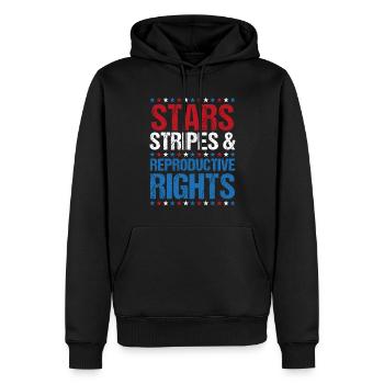 Stars Stripes Reproduktive Rechte 4. Juli - Männer Premium Bio Hoodie - Schwarz - Vorne - Nico (187cm)