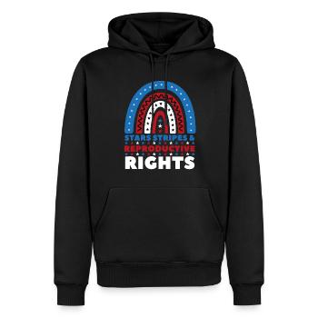 Stars Stripes Reproduktive Rechte 4. Juli - Männer Premium Bio Hoodie - Schwarz - Vorne - Nico (187cm)
