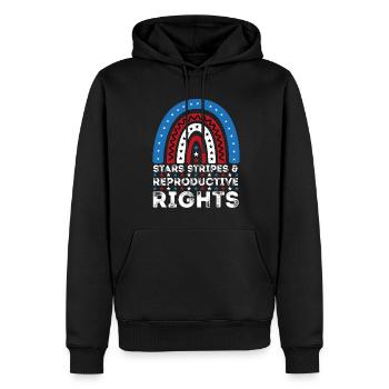 Stars Stripes Reproduktive Rechte Regenbogen 4. Juli - Männer Premium Bio Hoodie - Schwarz - Vorne - Nico (187cm)