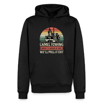 Camel Towing Retro Adulte Humour Drôle Halloween - Sweat à capuche Premium bio Homme - noir - Devant - Nico (187cm)