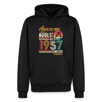 Août 1957 Naissance Anniversaire Rétro - Sweat à capuche Premium bio Homme - noir - Devant - Nico (187cm)