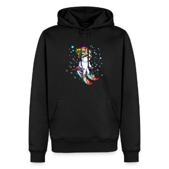 Vacances au ski Voyage Snowboard Licorne Conte de fées - Sweat à capuche Premium bio Homme - noir - Devant - Nico (187cm)