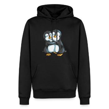 Deux manchots empereurs câlins de Nouvelle-Zélande - Sweat à capuche Premium bio Homme - noir - Devant - Nico (187cm)