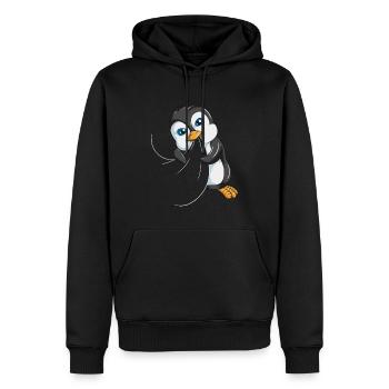 Petit mignon empereur pingouin plongée océan - Sweat à capuche Premium bio Homme - noir - Devant - Nico (187cm)