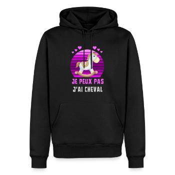 Cheval Equitation Humour - J''ai cheval à bascule - Sweat à capuche Premium bio Homme - noir - Devant - Nico (187cm)