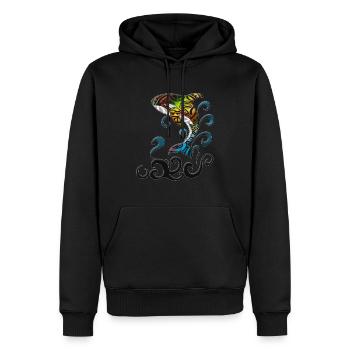Baleine dans le bouquet d’eau Jumping Orca Voyage de vacances - Sweat à capuche Premium bio Homme - noir - Devant - Nico (187cm)