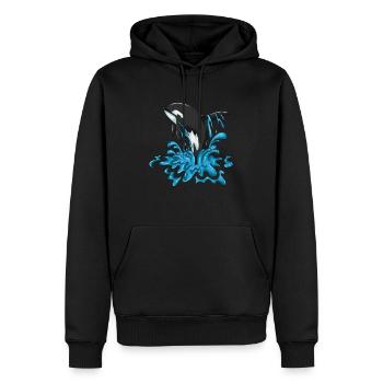 Joyful Whale Orca Saute Happy Whale Design - Sweat à capuche Premium bio Homme - noir - Devant - Nico (187cm)