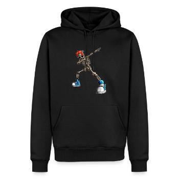Squelette avec casquette Chapeau de baseball Chapeau Drôle Halloween - Sweat à capuche Premium bio Homme - noir - Devant - Nico (187cm)
