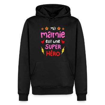 Ma mamie est une super héro - cape et éclairs - Sweat à capuche Premium bio Homme - noir - Devant - Nico (187cm)