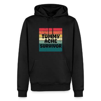Bauchschmerzen Survivor Retro Sonnenuntergang - Männer Premium Bio Hoodie - Schwarz - Vorne - Nico (187cm)