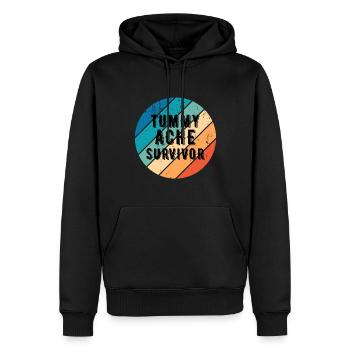 Tummy Ache Survivor Vintage Sunset - Men’s Premium Organic Hoodie - black - Front - Nico (187cm)