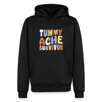 Tummy Ache Survivor Quote - Men’s Premium Organic Hoodie - black - Front - Nico (187cm)