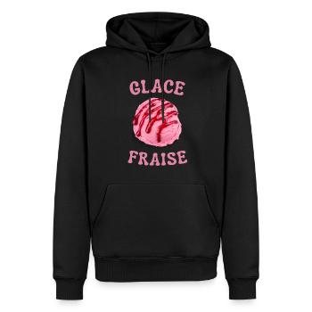 Juste une boule de glace à la fraise - Sweat à capuche Premium bio Homme - noir - Devant - Nico (187cm)