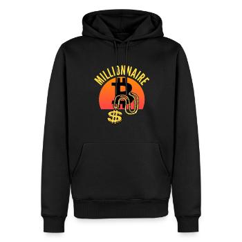 Bitcoin Hip-Hop Millionnaire BTC - Sweat à capuche Premium bio Homme - noir - Devant - Nico (187cm)