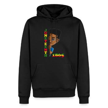 Le garçon ne cache plus Juneteenth 1865 - Sweat à capuche Premium bio Homme - noir - Devant - Nico (187cm)