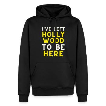 Ich habe Hollywood verlassen, um hier zu sein - Männer Premium Bio Hoodie - Schwarz - Vorne - Nico (187cm)