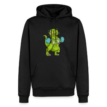 Entraînement sportif Haltérophile Entraînement Exercice T-Rex - Sweat à capuche Premium bio Homme - noir - Devant - Nico (187cm)