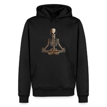 Skeleton Meditation Yoga Vacances Halloween Design - Sweat à capuche Premium bio Homme - noir - Devant - Nico (187cm)