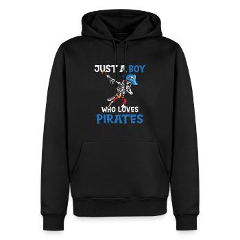 Juste un garçon qui aime Pirates Boy Birthday - Sweat à capuche Premium bio Homme - noir - Devant - Nico (187cm)