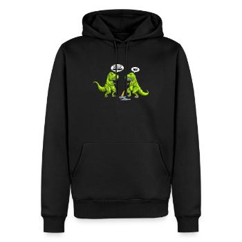 Dinosaure mange la dernière licorne Fun Funny - Sweat à capuche Premium bio Homme - noir - Devant - Nico (187cm)