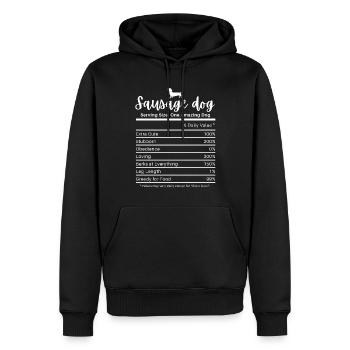 Sausage Dog Nutrition Values Stubborn Dachshund - Men’s Premium Organic Hoodie - black - Front - Nico (187cm)
