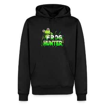 Kröten Fröschen Kaulquappe Frog Hunter Kindershirt - Männer Premium Bio Hoodie - Schwarz - Vorne - Nico (187cm)