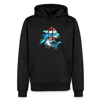 Arbre de Noël Requin Casquette de Noël Décoration lumineuse - Sweat à capuche Premium bio Homme - noir - Devant - Nico (187cm)