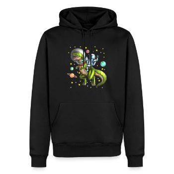 Dinosaure T-Rex Astronaute Space Dino - Sweat à capuche Premium bio Homme - noir - Devant - Nico (187cm)