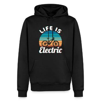 Life is Electric Vintage Ebike Sunset - Sweat à capuche Premium bio Homme - noir - Devant - Nico (187cm)