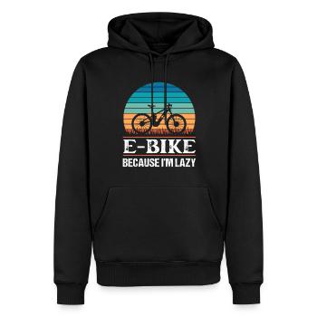 E Bike because I'm laz Funny Ebike Gift - Men’s Premium Organic Hoodie - black - Front - Nico (187cm)