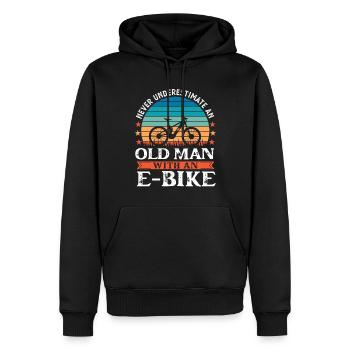 Vieil homme avec un cadeau Ebike Funny Ebiker - Sweat à capuche Premium bio Homme - noir - Devant - Nico (187cm)