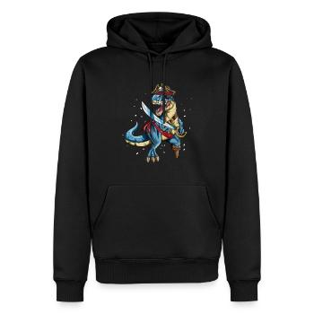 Pirate Dino T-Rex Pirate Outfit Eye Patch Sabre - Sweat à capuche Premium bio Homme - noir - Devant - Nico (187cm)