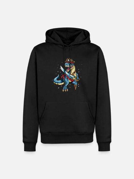 Pirate Dino T-Rex Pirate Outfit Eye Patch Sabre - Herre Premium økologisk hoodie - sort