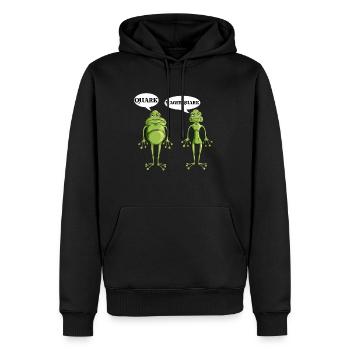 Lustiges Forsch Frösche Quark Magerquark Wortwitz - Männer Premium Bio Hoodie - Schwarz - Vorne - Nico (187cm)