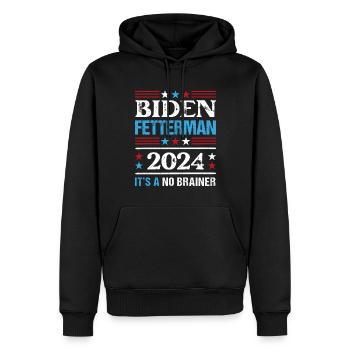 Biden Fetterman 2024 C’est une évidence - Sweat à capuche Premium bio Homme - noir - Devant - Nico (187cm)