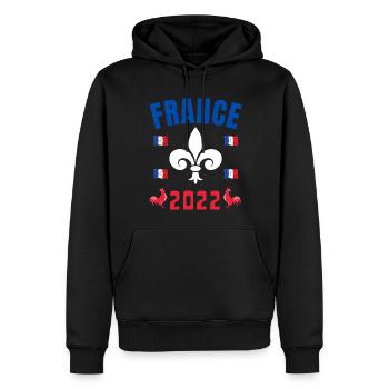 France 2022 Football Maillot Les Bleus Coq Drapeau - Sweat à capuche Premium bio Homme - noir - Devant - Nico (187cm)