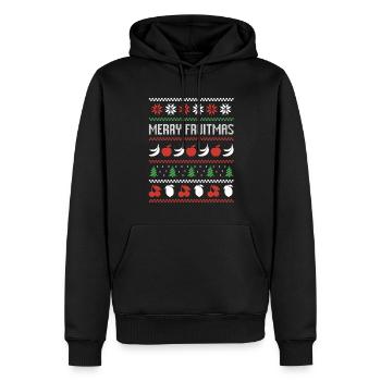 Frucht Banane Apfel Vogel Hässlicher Weihnachten Pullover - Männer Premium Bio Hoodie - Schwarz - Vorne - Nico (187cm)